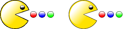 [Bildet viser to teikningar av Pacman, der eitt er teikna med, og eitt er teikna utan, kantutjamning.]